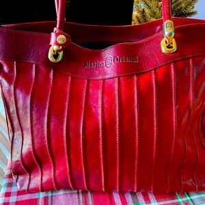 Marino Orlandi Red Leather Tote Bag